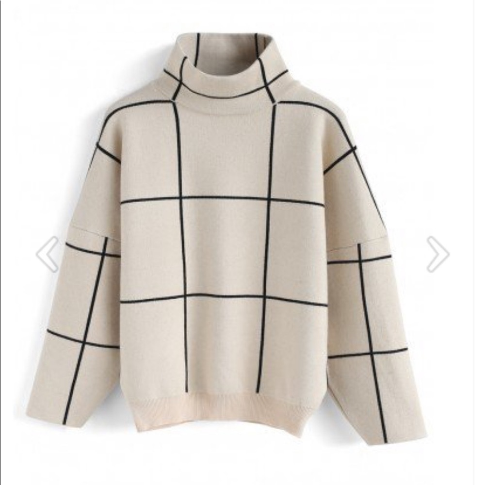 Chicwish Grid Mock Turtleneck